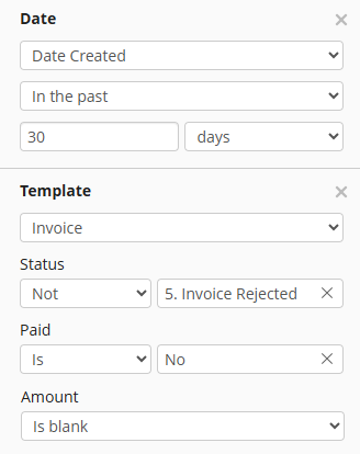 Example search filter