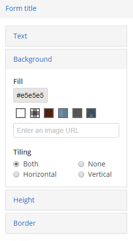 The part of the form designer that allows a user to select a background image or pattern.