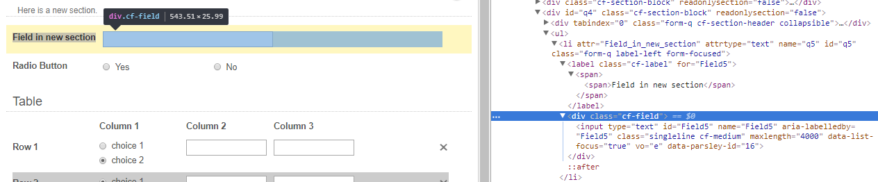 The HTML code corresponding to an input box's container, as viewed in Chrome's Developer Tools.