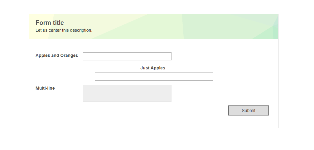 The pattern formerly applied to the form body is now applied to the form title region.