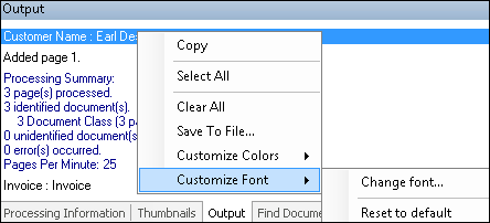 Change Output Pane Font