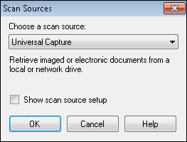 Scan Sources dialog box