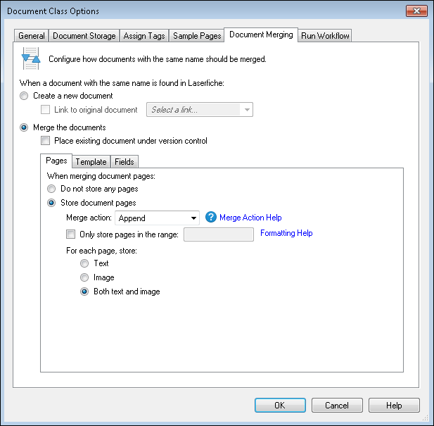 Document Class Merging Pages options