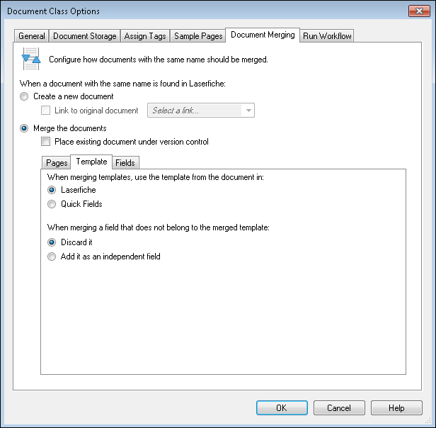 Document Class Template Merging options