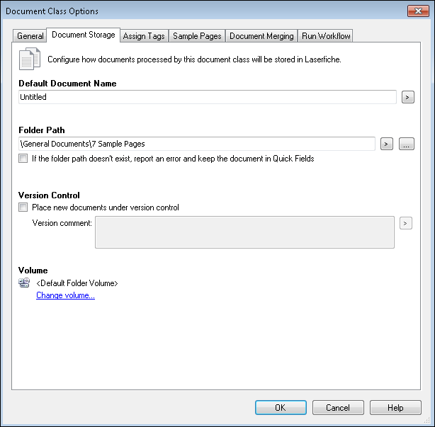 Document Class Storage options