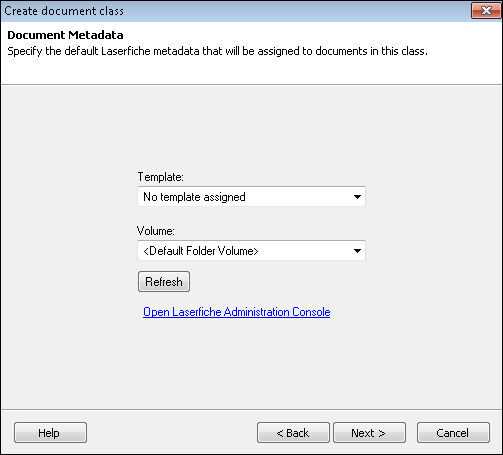 Document Metadata step of the Standard Document Class wizard