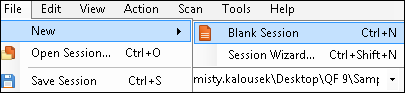 Blank Session option from the File menu