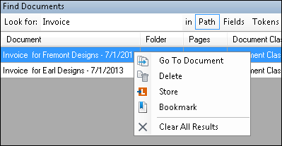 Find Documents Context Menu