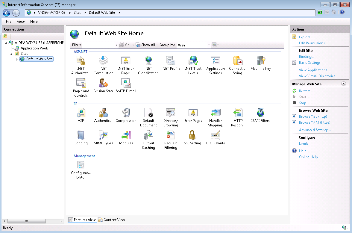 Internet Information Services Manager