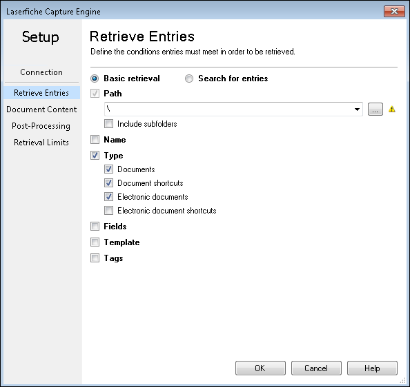 Laserfiche Capture Engine Retrieve Entries