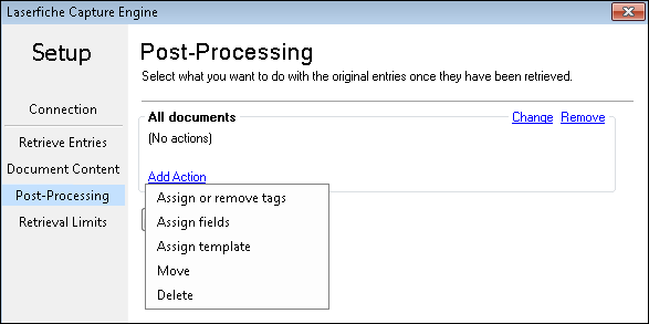 Laserfiche Capture Engine Post-Processing - Add Action