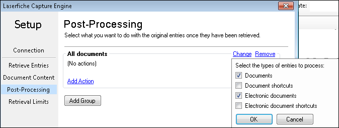 Laserfiche Capture Engine Post-Processing - Add Group