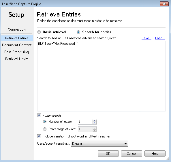 Laserfiche Capture Engine Retrieve Entries - Search for entries