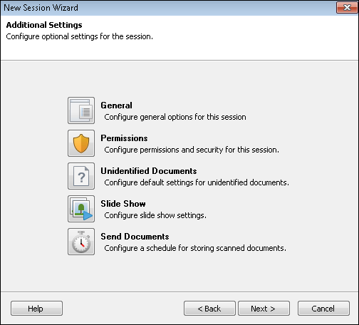 New Session Wizard Additional Settings