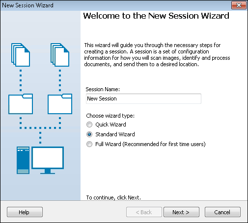 New Standard Session Wizard