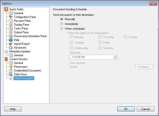 Current Session Send Documents Options