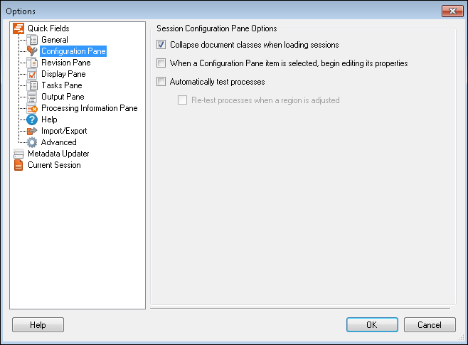 Customize Quick Fields Configuration Pane Options