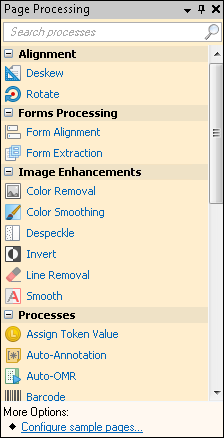 Page Processing in the Tasks Pane