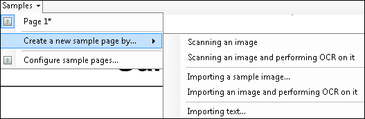 Click Sample, then Create a new sample page by
