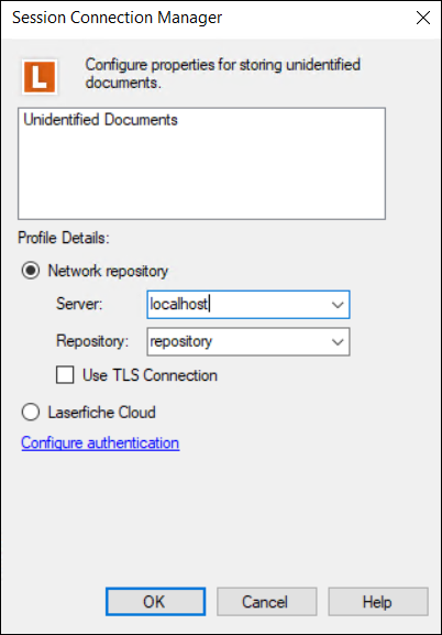 Session Connection Manager dialog box