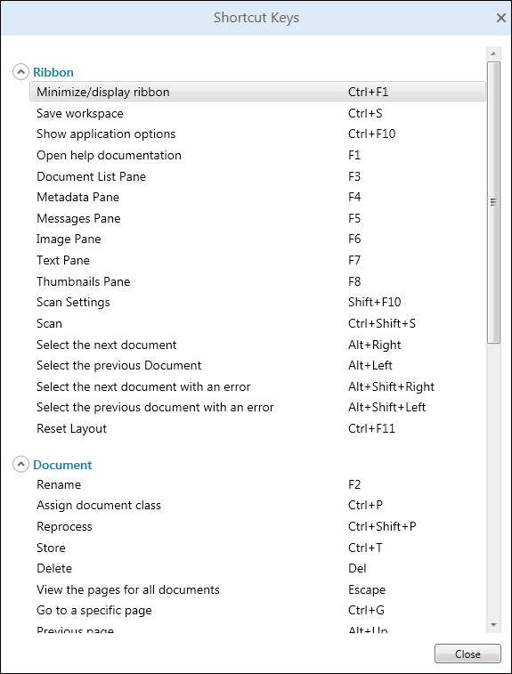 Shortcut Keys