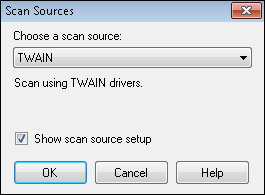 Scan Sources dialog box