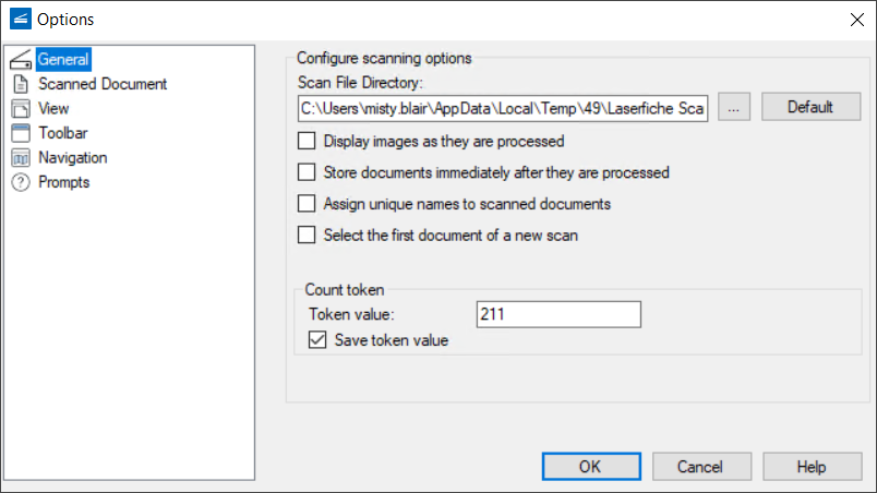 General Scanning Options General Scanning Options