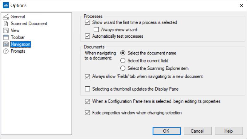 Scanning Navigation Options Scanning Navigation Options