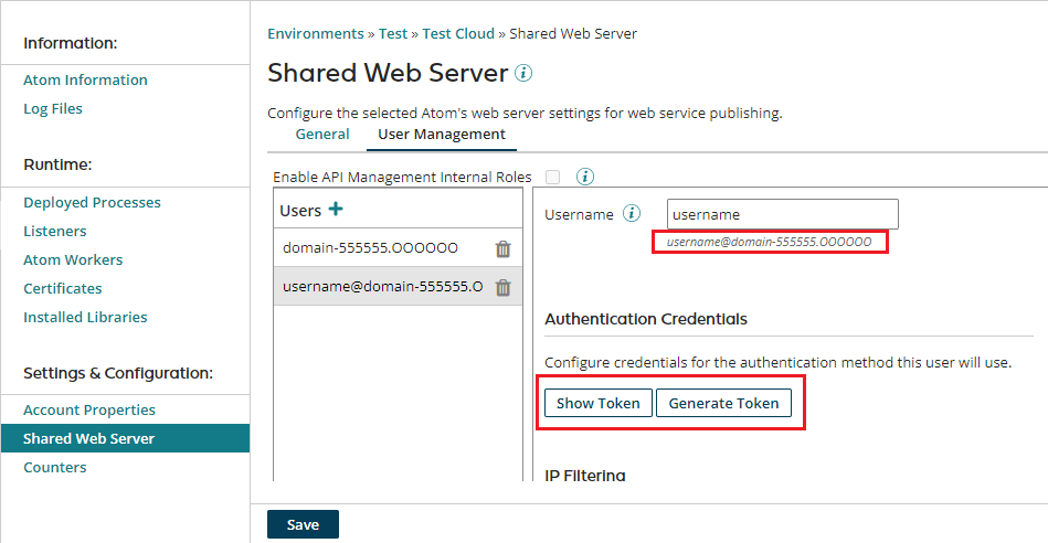 Location of username and password