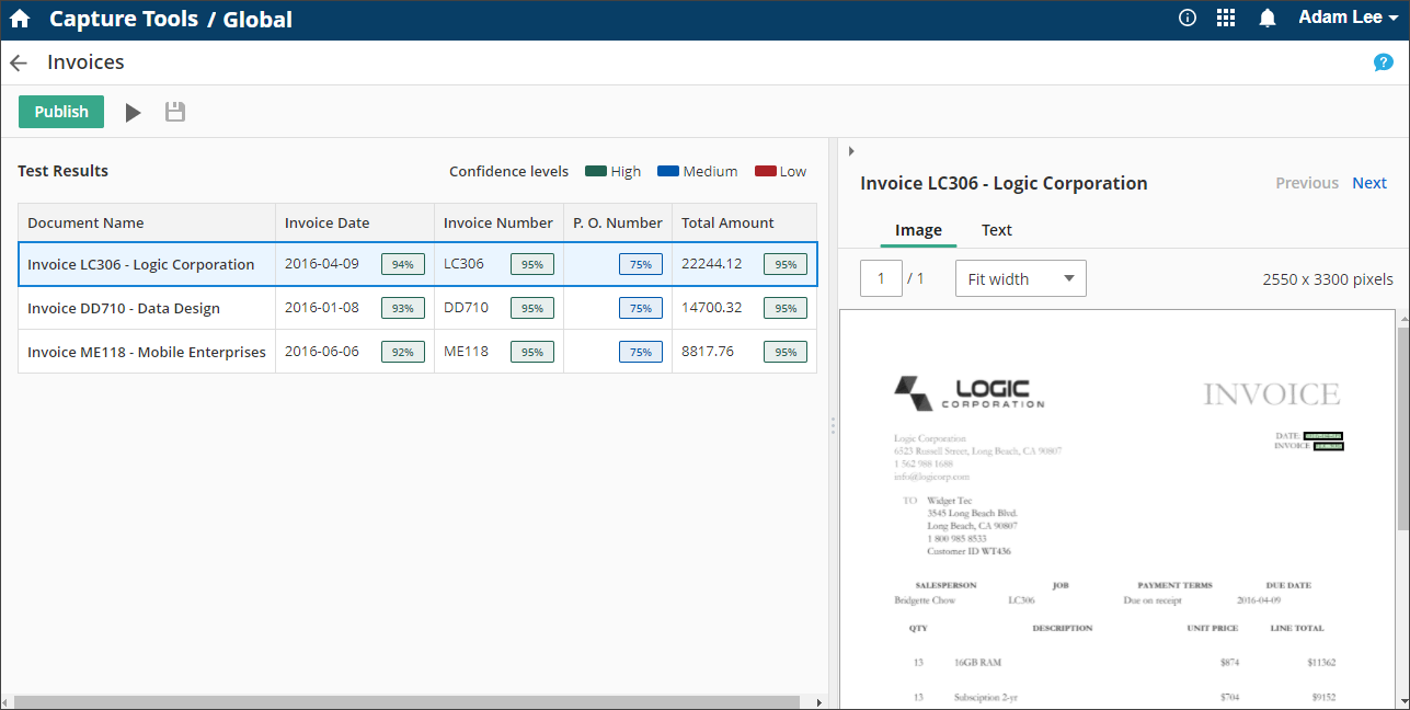 Invoice Capture Profile