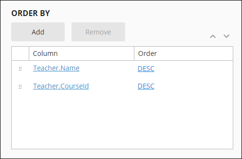 Data Query Order By Table