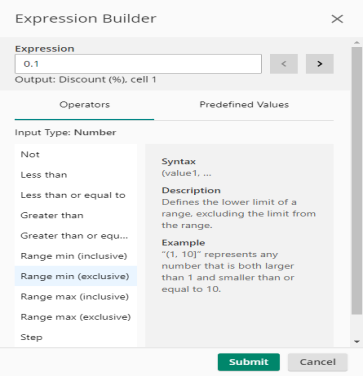 Screenshot of expression builder