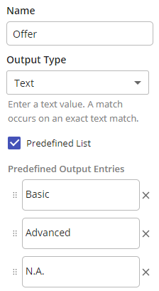 screenshot of how output entries are ordered in output properties dialog