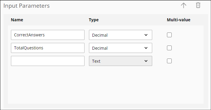 Example of Input Paramters for Rules formulas.