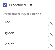 Shows configuration of predefined list in dialog for editing input.