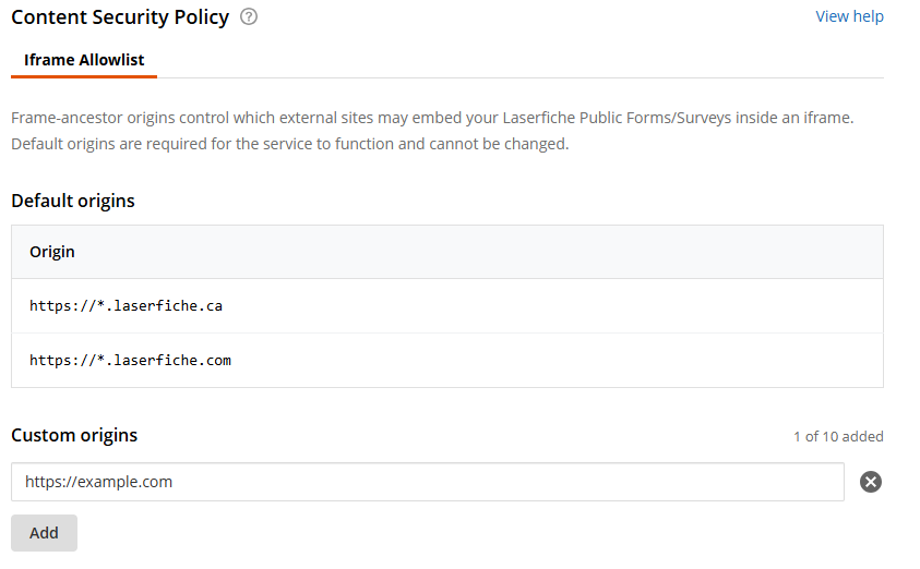 Configure an iframe allowlist