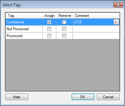 Select Assign or remove tags to open the Select Tags dialog box. Select Tags dialog box
