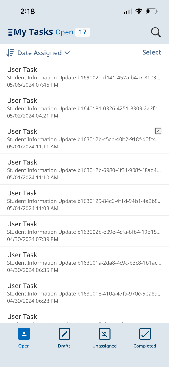 Forms tasks