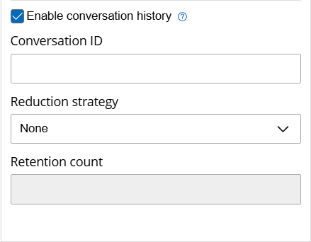 Image showing the options available when Enable conversation history is selected.