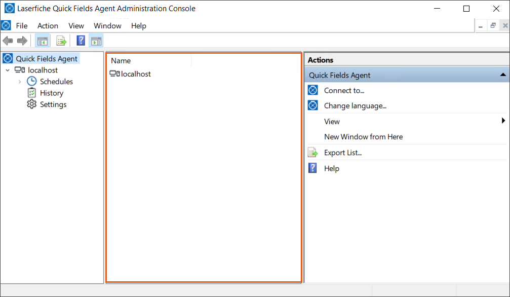 The center pane of the administration console shows the results.