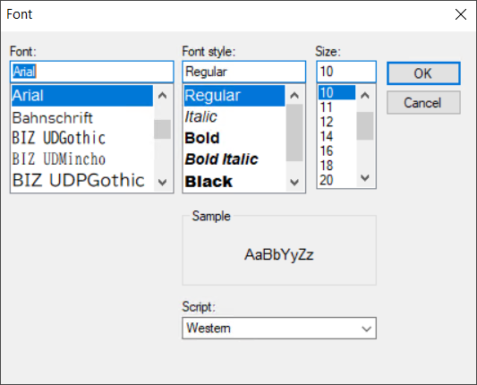 Scanning Font Dialog