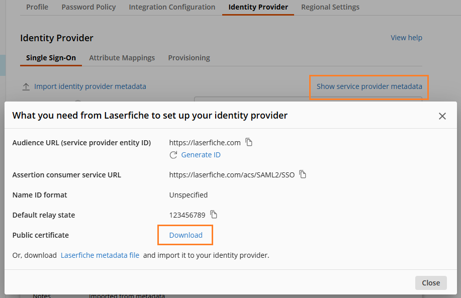 screenshot of service provider information dialog screenshot of service provider information dialog