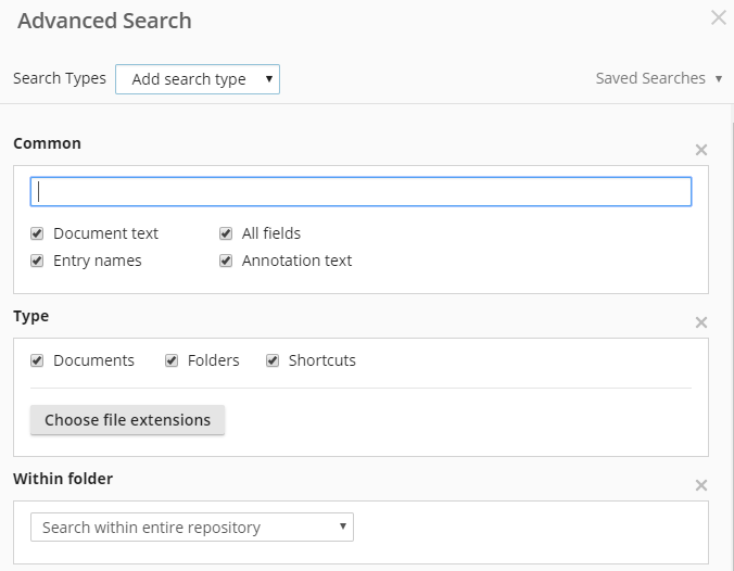 Advanced Search dialog box