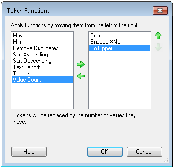 Token Functions dialog box